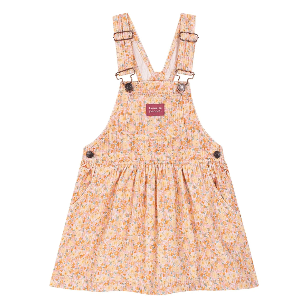 Favorite People - Neighbors Floral Print Overall Dress | Yellow