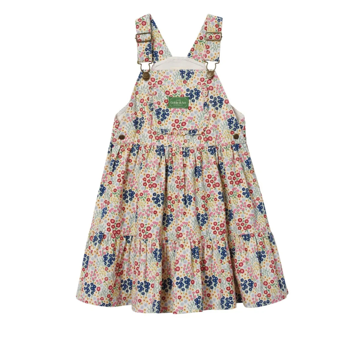 Goldie + Ace - Floral Patterned Dungaree Dress | Ecru