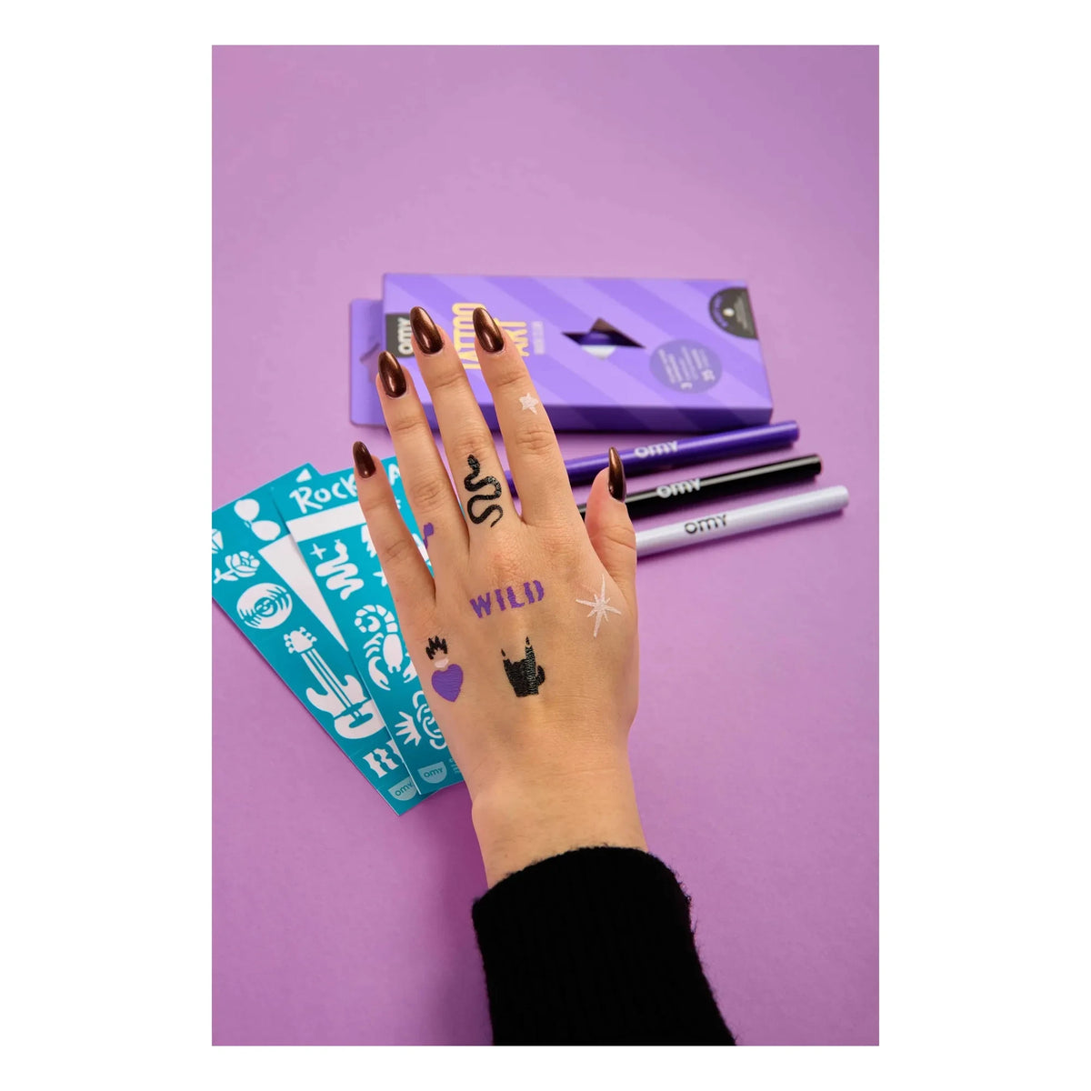 Omy - Felt and Stencils for Temporary Tattoos | Purple