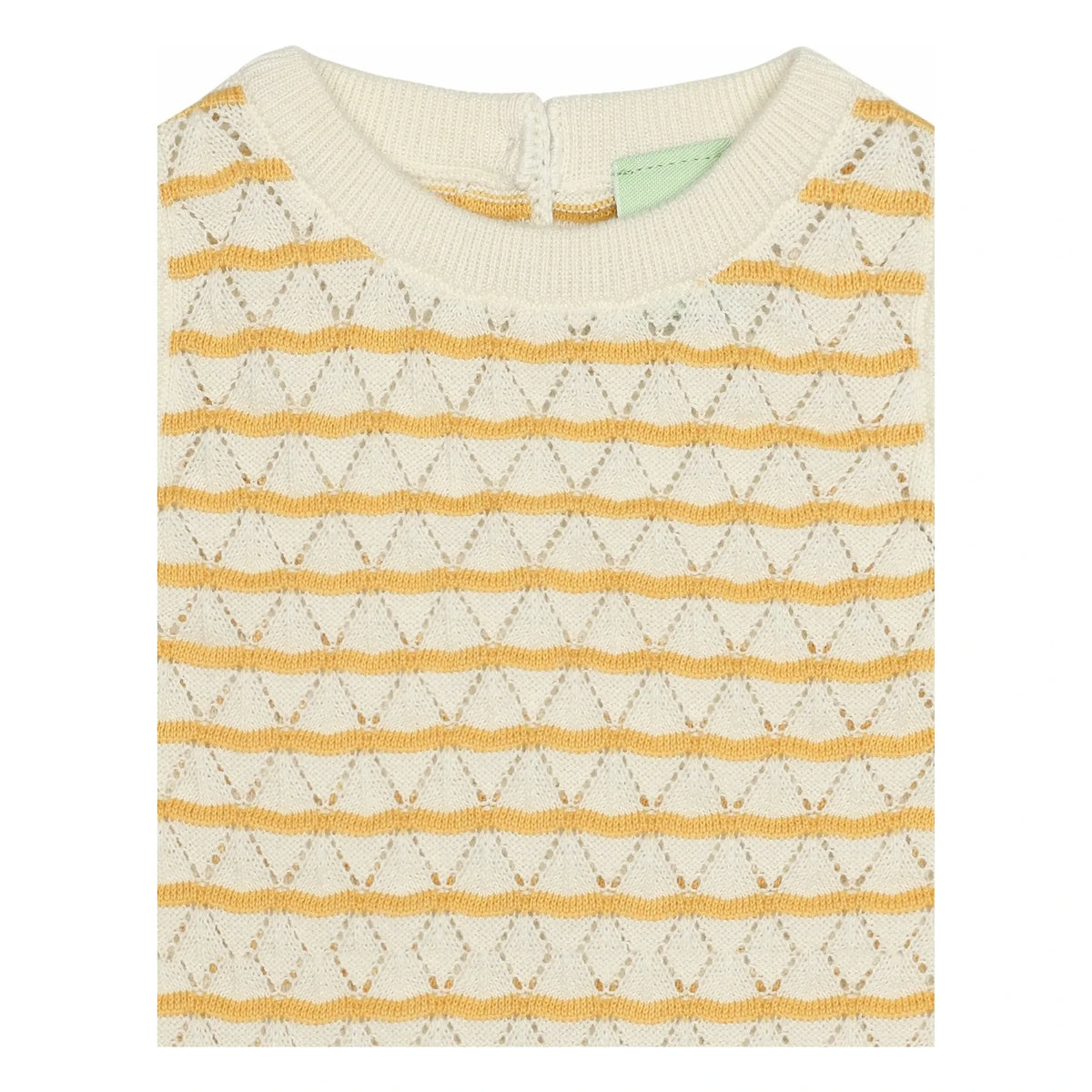 FUB - Striped Pointelle Top Made from Organic Cotton Fine Knit | Yellow