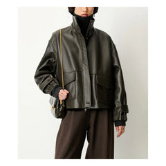 Sessùn - Alvann Leather Jacket | Dark Khaki