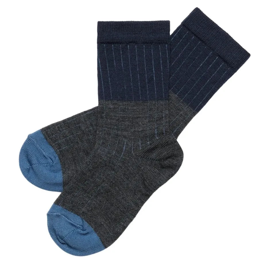 FUB - 2 Pair Set of Contrast Wool Socks | Charcoal Gray