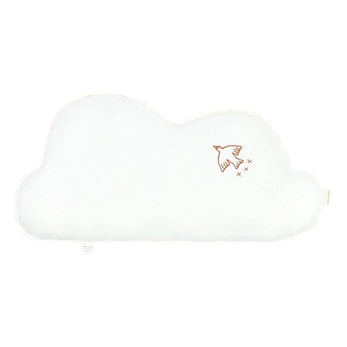 Nobodinoz - Cloud Pillow with Bird Embroidery - French Linen | Ecru