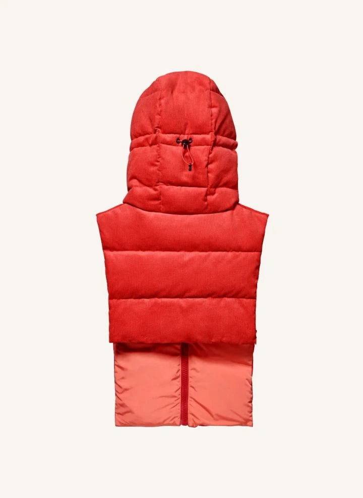 Fudoon - Reversible Velvet Hooded Puffer Jacket | Coral