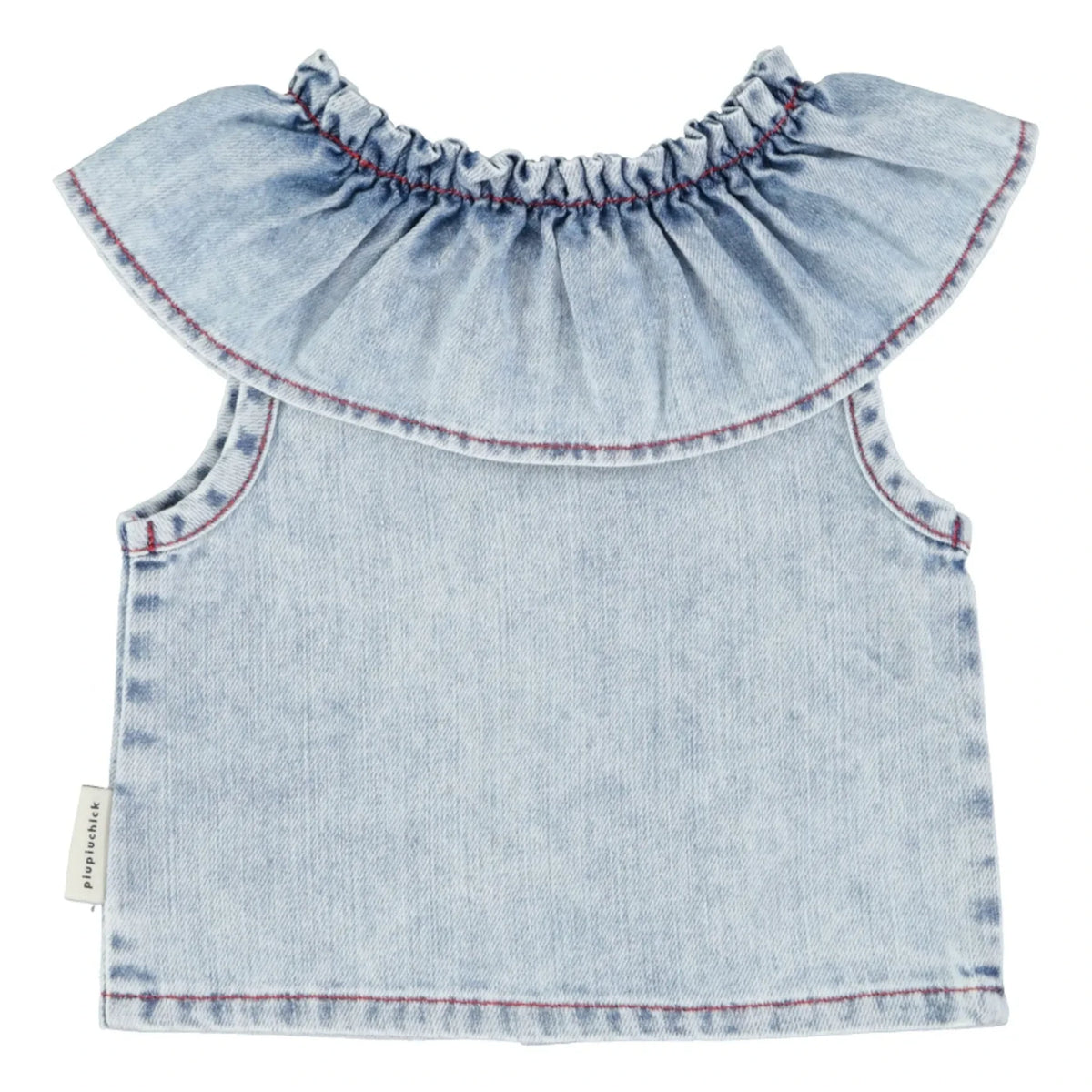 Piupiuchick - Etoile Denim Sleeveless Blouse | Washed Blue
