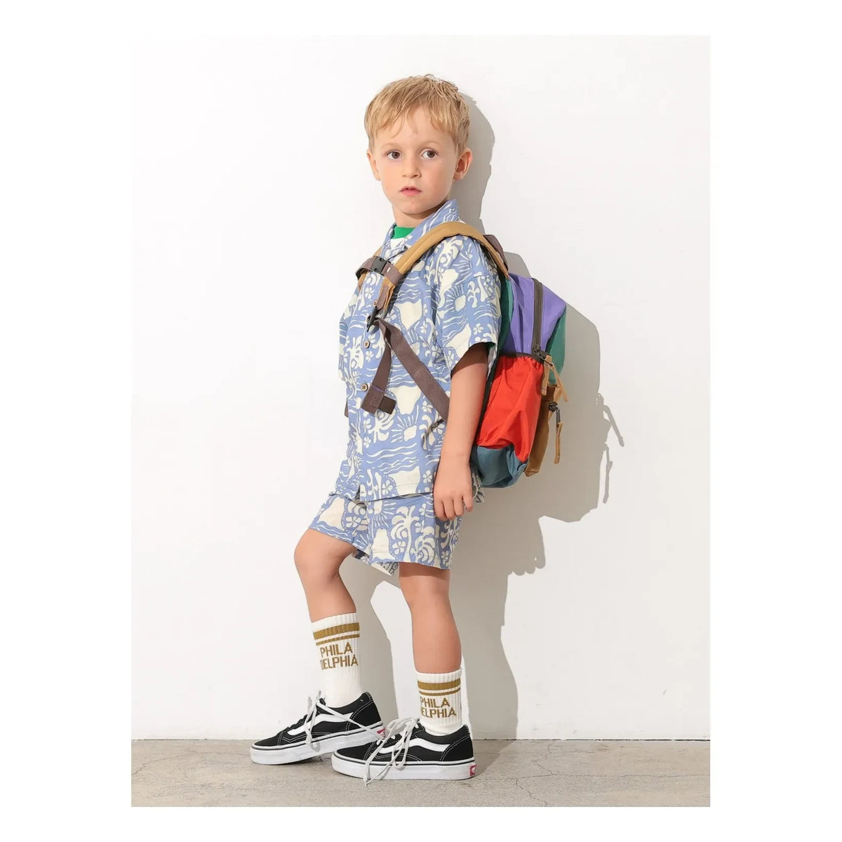 Ocean&Ground - Multi-Colored Block Backpack | Emerald Green