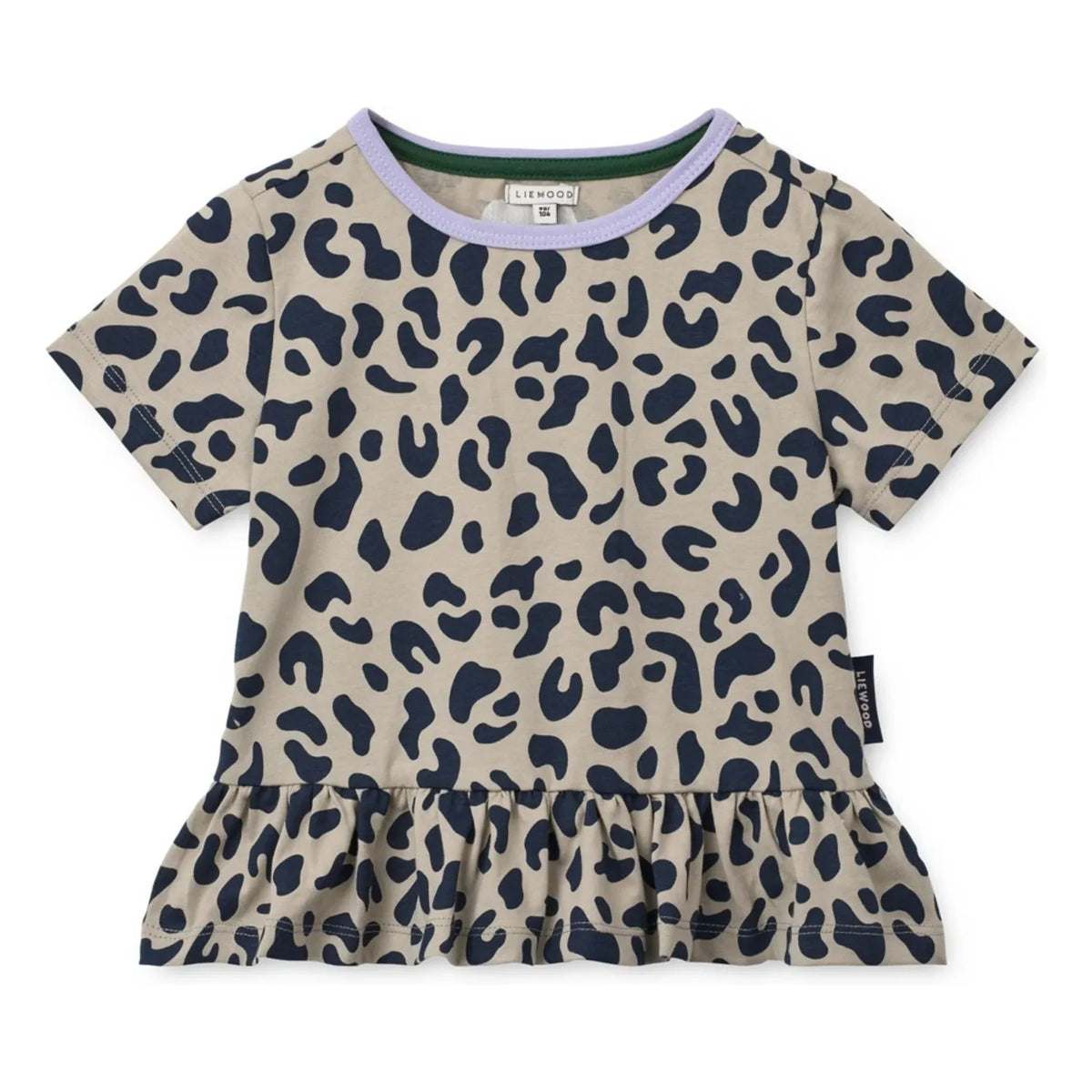 Liewood - Kya Leopard Organic Cotton Ruffled T-Shirt | Beige