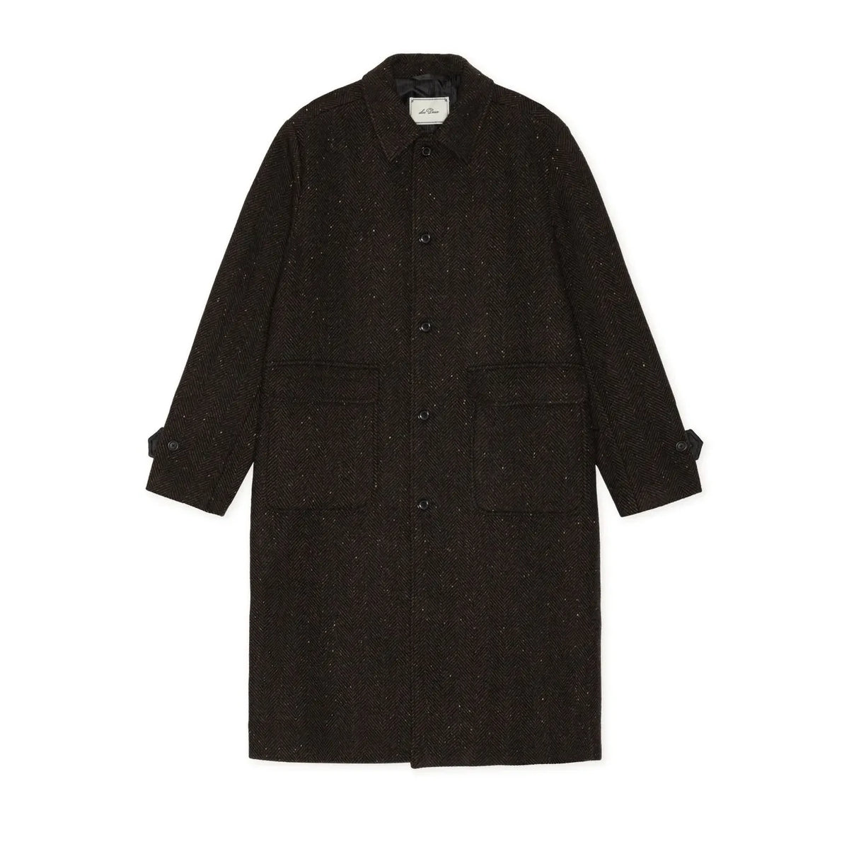 Les Deux - Herringbone Wool Coat | Dark Brown