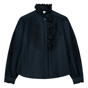 Louise Misha - Cora Organic Cotton Voile Blouse - Women's Collection | Black
