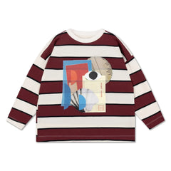 Repose AMS - Striped Post Card T-Shirt, Organic Cotton | Burgundy