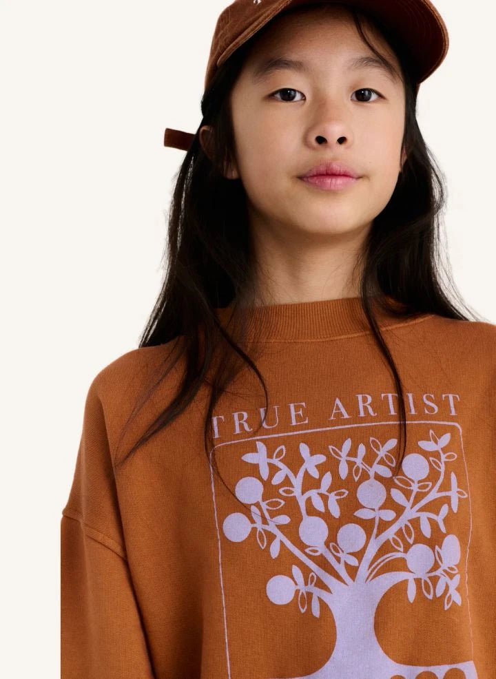 True Artist - Ex Libris organic cotton sweatshirt | Brown