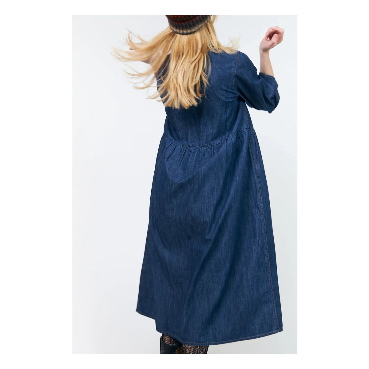 Lollys Laundry - Aliya Denim Cotton Dress | Navy