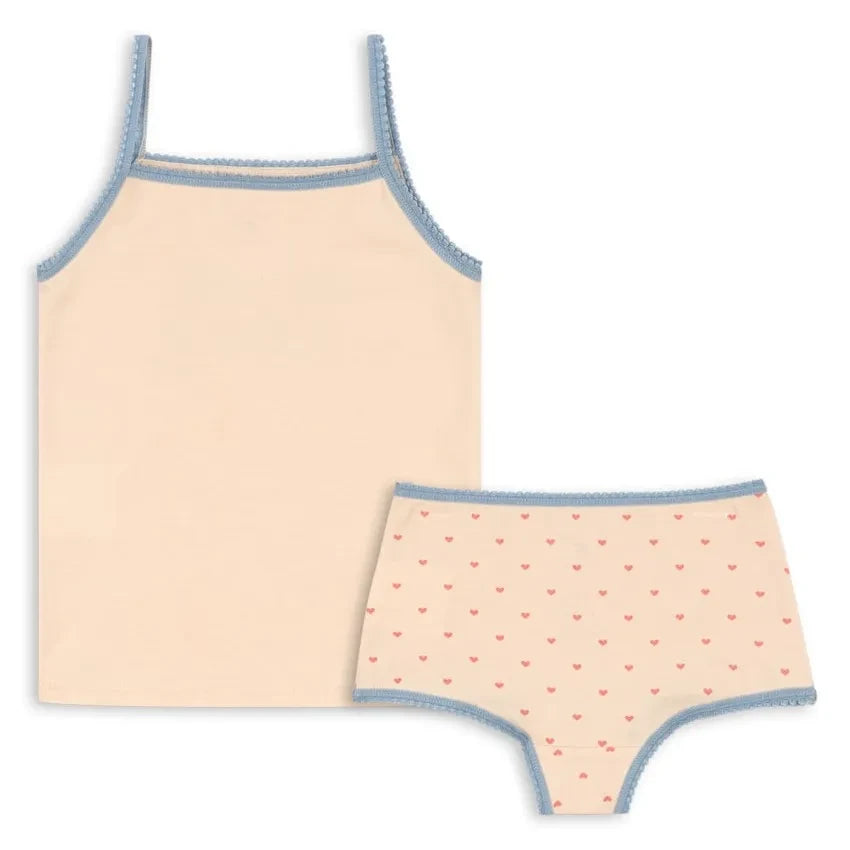 Konges Sløjd - Organic Cotton Teddy Bear Print Brief and Tank Top Set | Light Pink