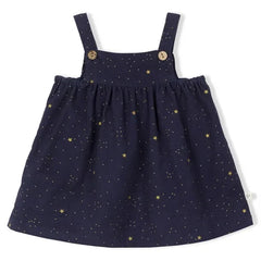 Arsène et Les Pipelettes - Fine-Ribbed Velvet "Etoiles" Dress | Dark Blue