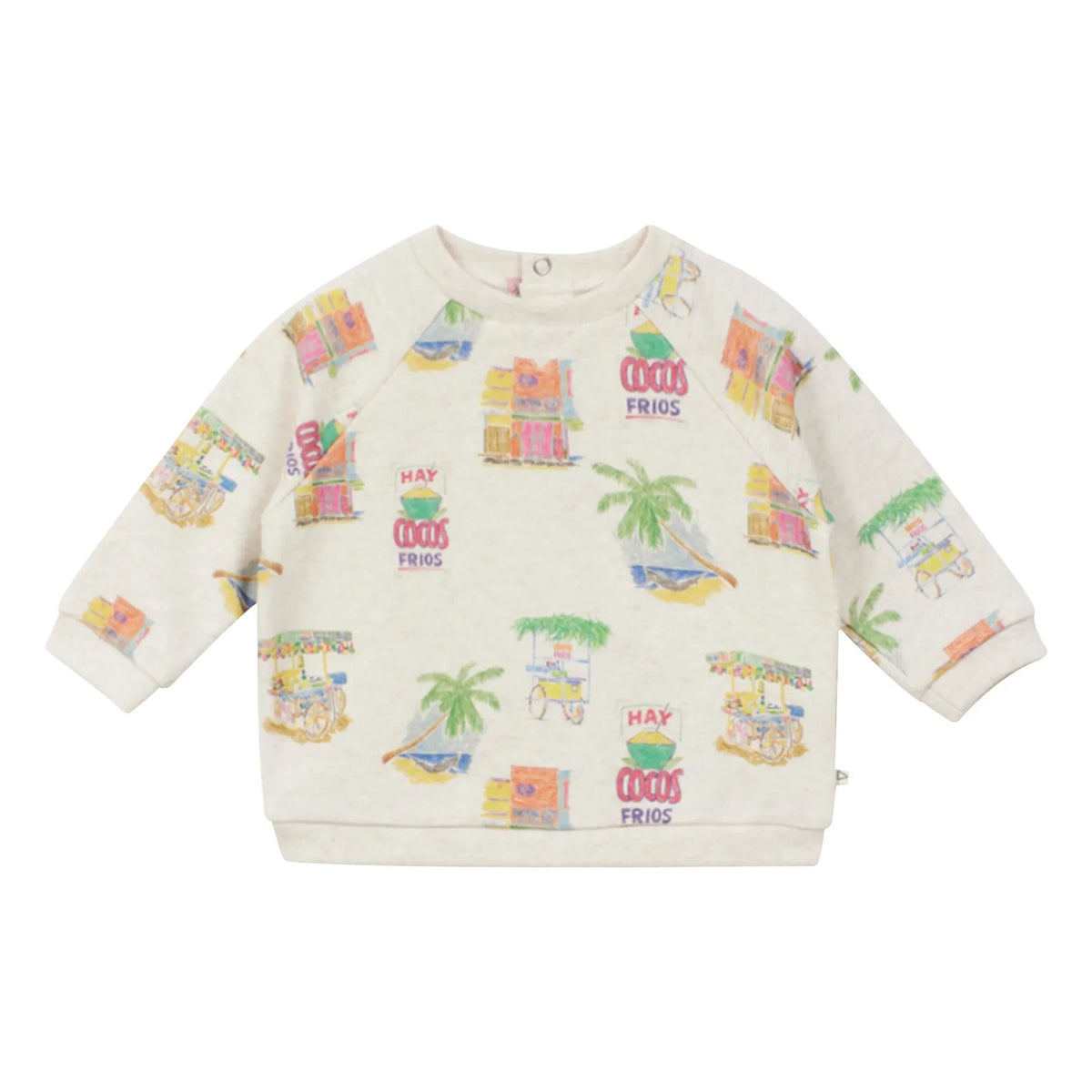 Arsène et Les Pipelettes - Organic Cotton Baby Palm Sweatshirt | Heather Beige