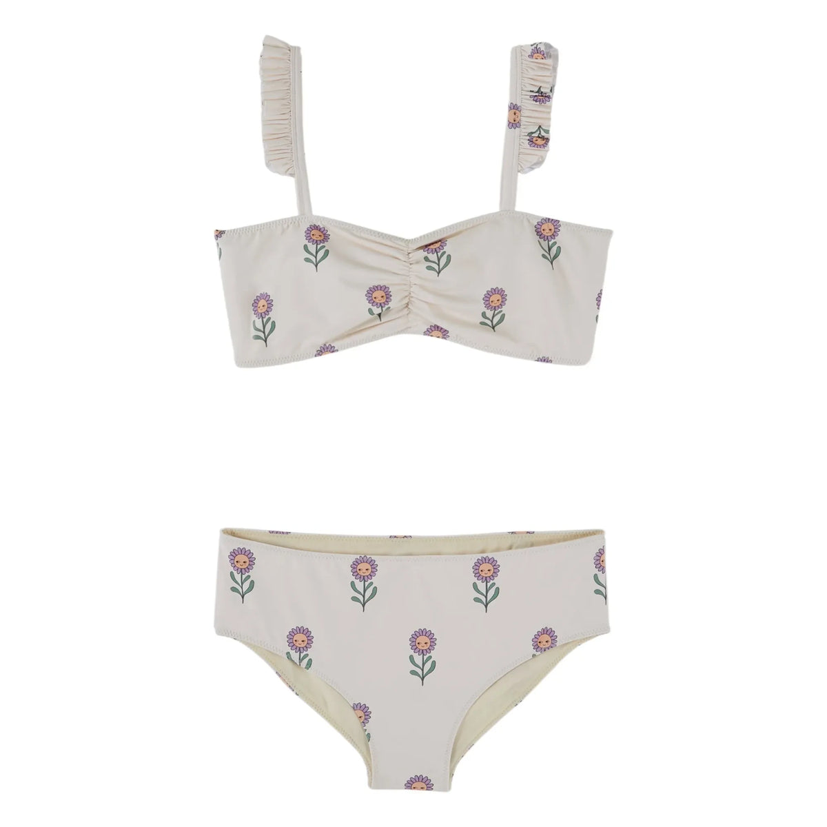 Emile et Ida - Bandeau Flower Pattern Swimsuit | Cream