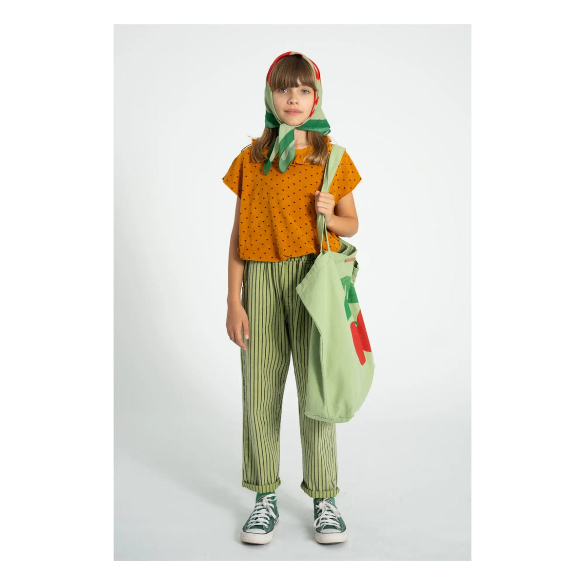 Piupiuchick - Organic Cotton Heart-Print Top | Camel