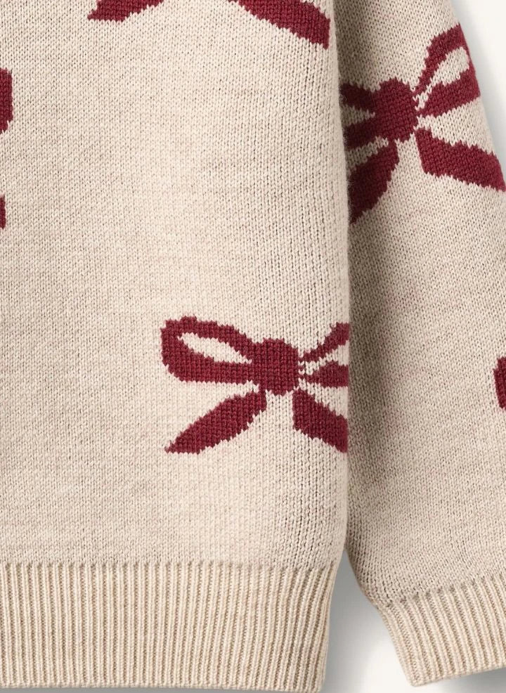 Wheat - Knotted Bow Sweater Merino Wool | Cream