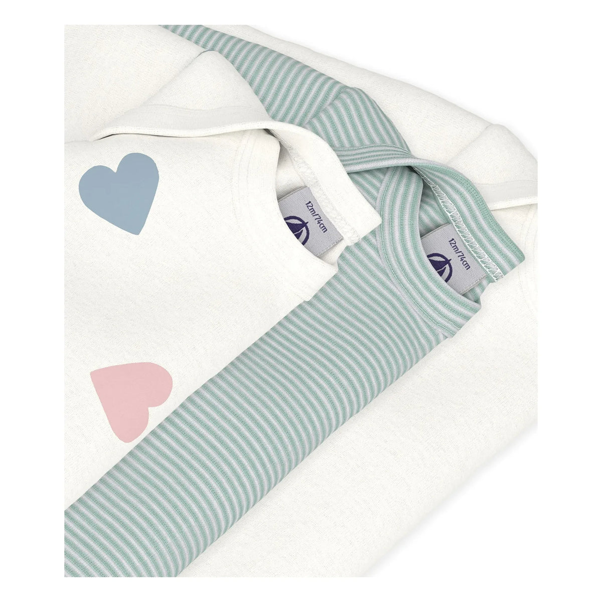 Petit Bateau - 3-Pack Striped Organic Cotton Bodysuit Set | White