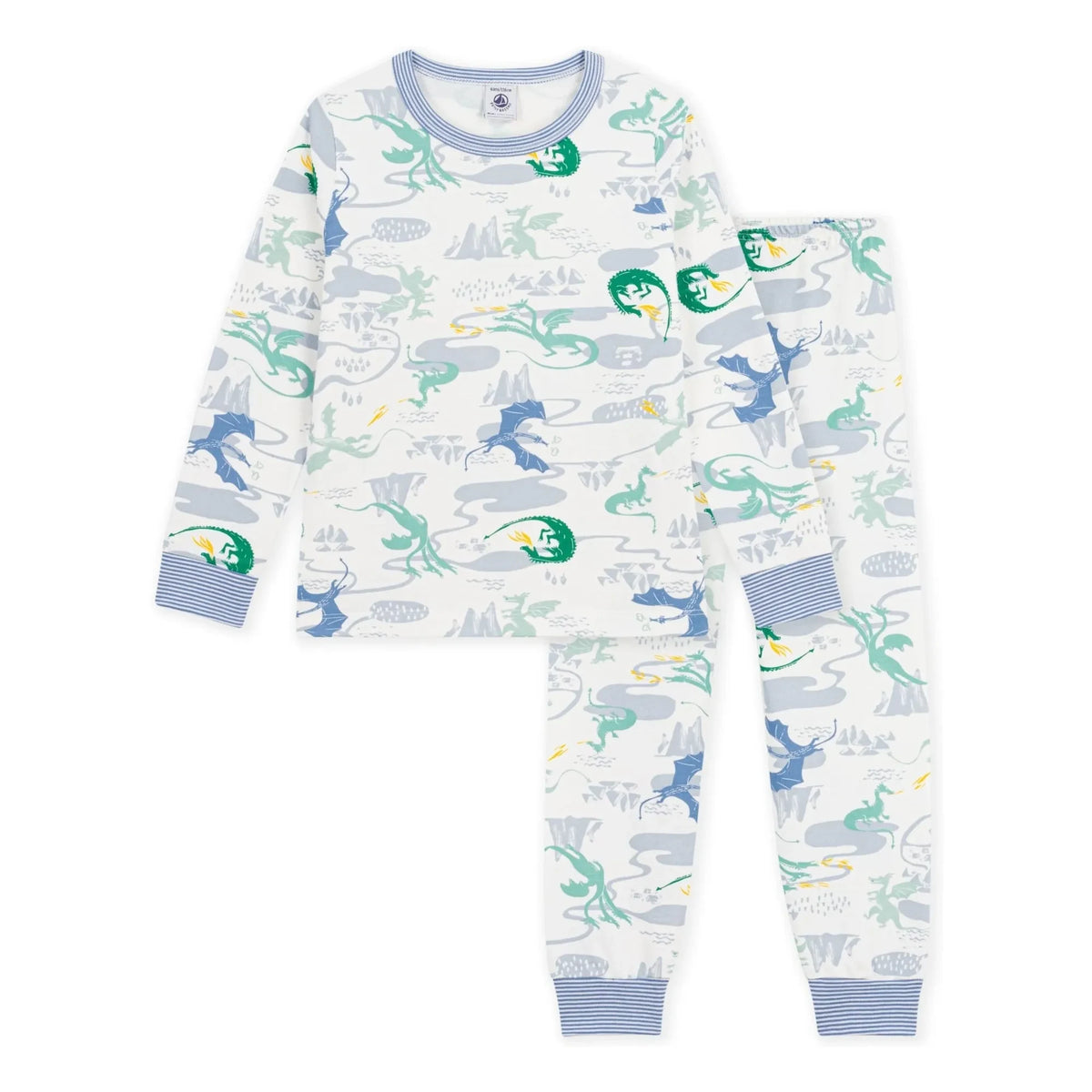 Petit Bateau - Pyjamas Dragons Organic Cotton | White