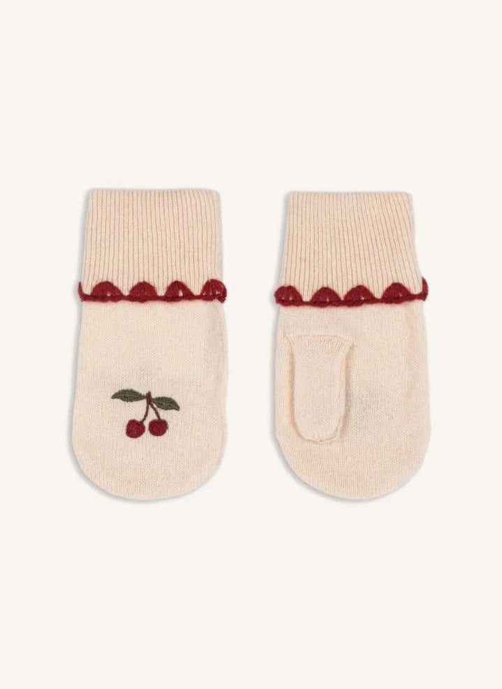Konges Sløjd - Collette Cerises Wool Gloves | Ecru