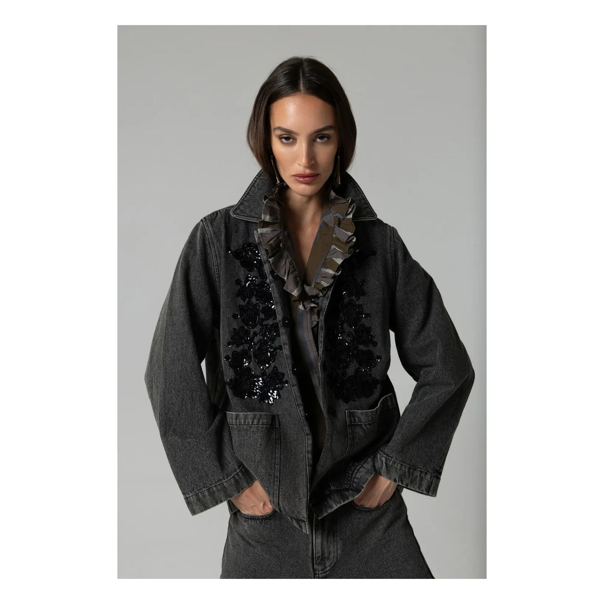Virginie de Vinster - Emile Denim Jacket | Charcoal Grey