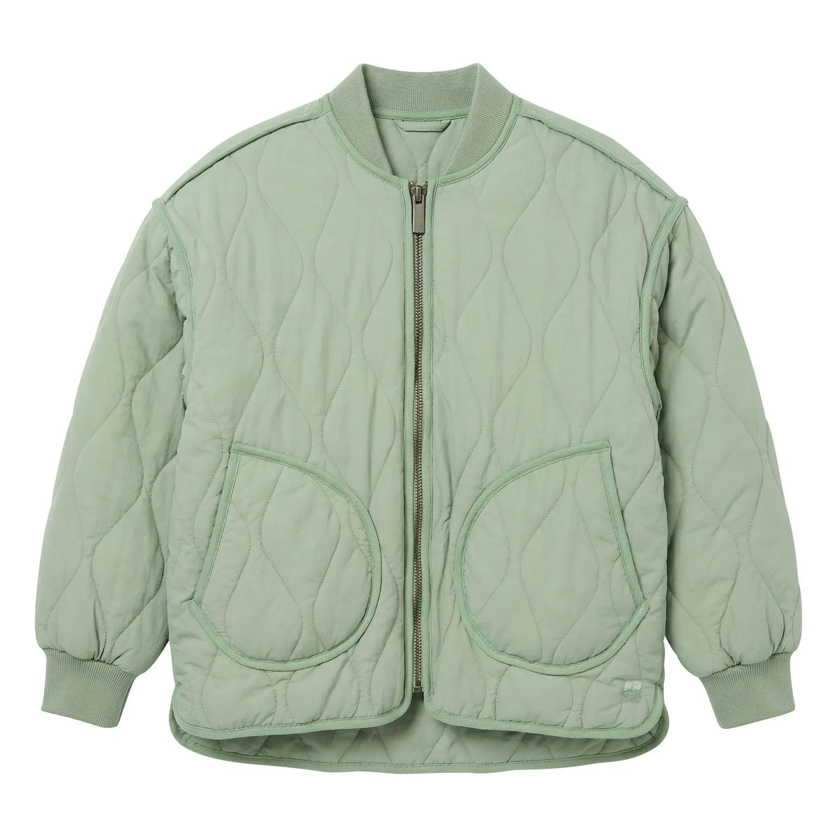 Hundred Pieces - Crumpled Quilted Bomber Jacket | Sage