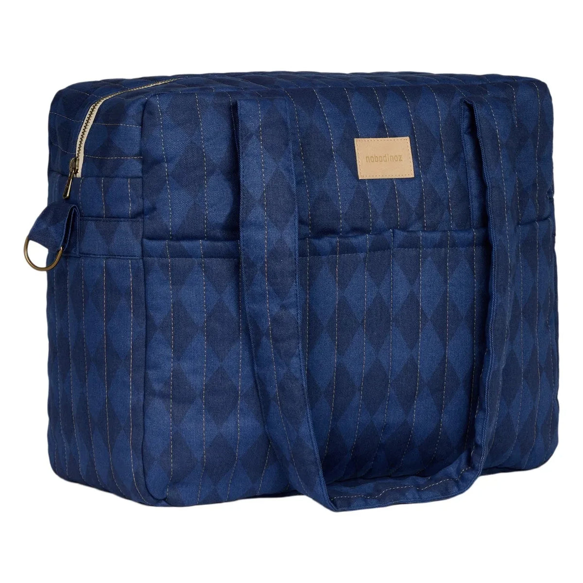 Nobodinoz - Hyde Park Diamonds Waterproof Baby Changing Bag | Blue