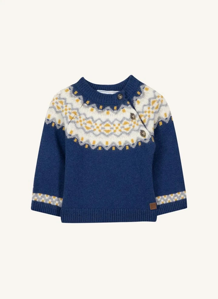 Tartine et Chocolat - Baby Wool Winter Jacquard Sweater | Indigo
