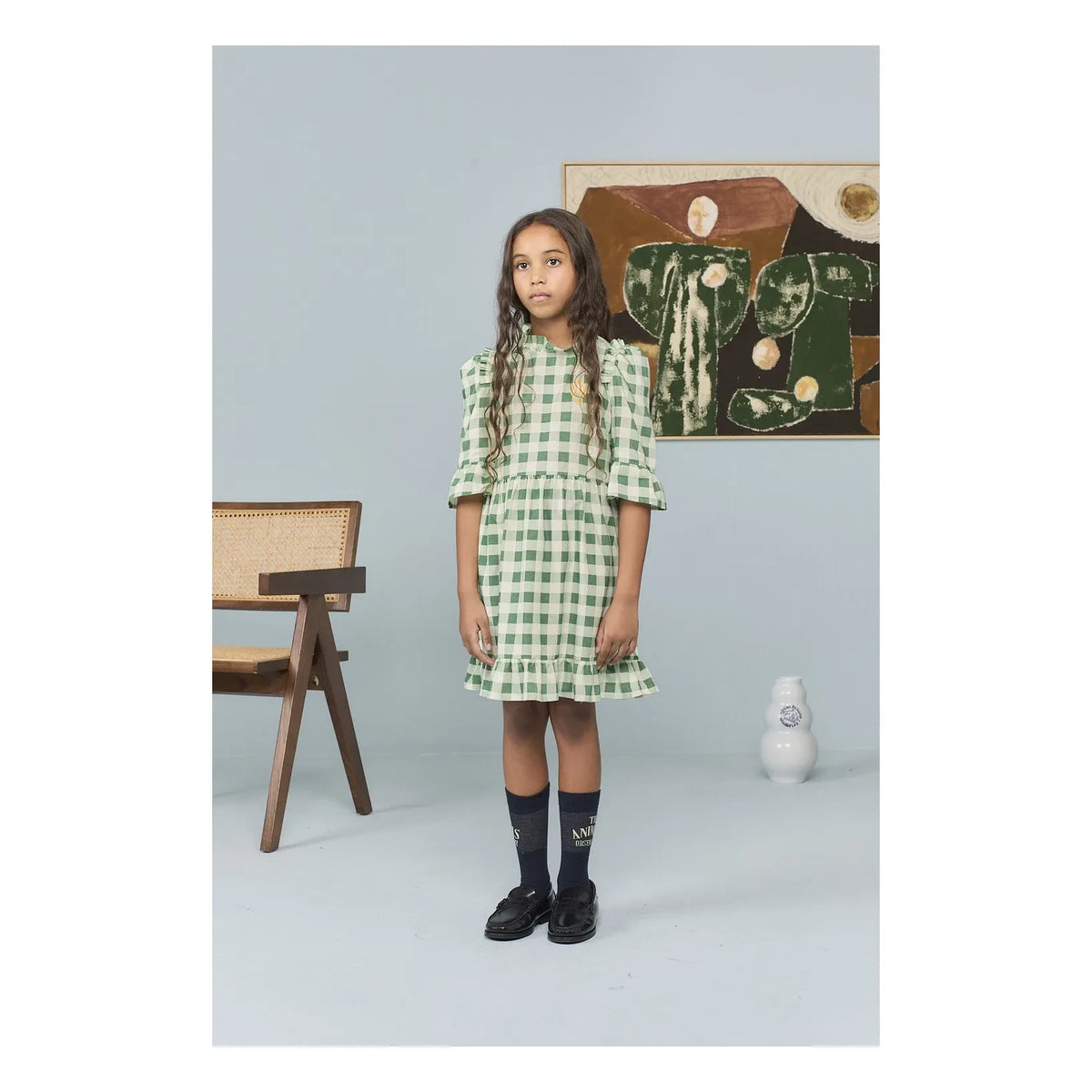 The Animals Observatory - Green Crocodile Patterned Velvet Dress