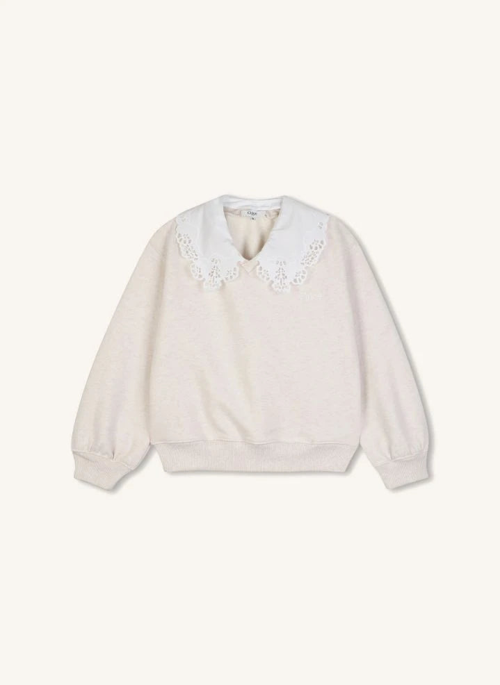 Chloé - Embroidered Organic Cotton Mélange Sweatshirt | Ecru