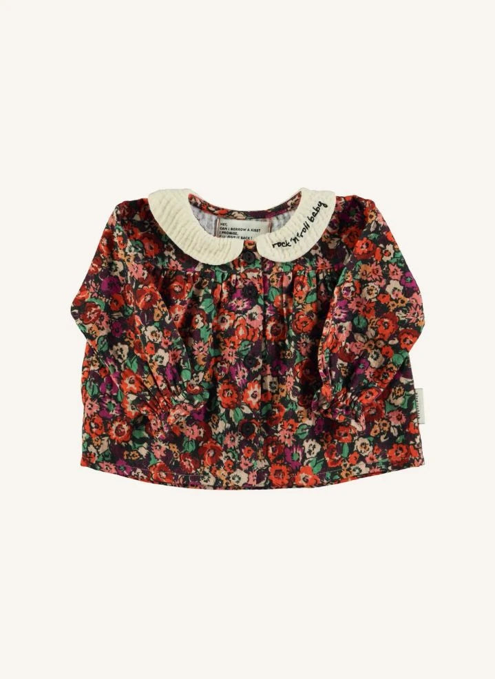 Piupiuchick - Claudine Collar Floral Blouse | Black
