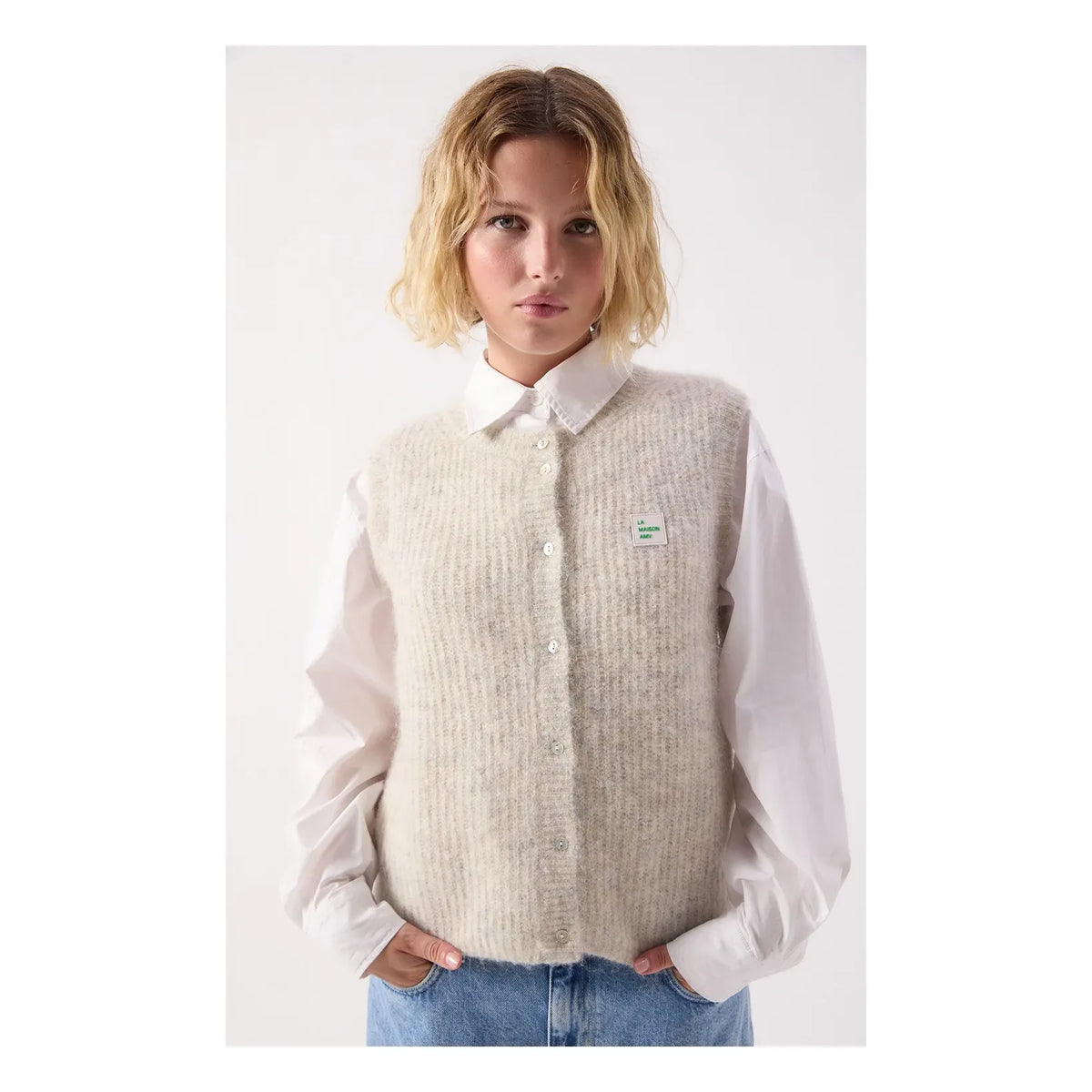 American Vintage - East Alpaca Cardigan | Grey mélange