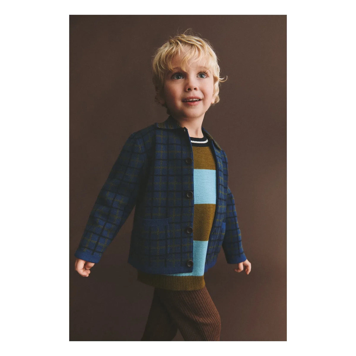 FUB - Merino Wool Checked Felted Jacket | Blue