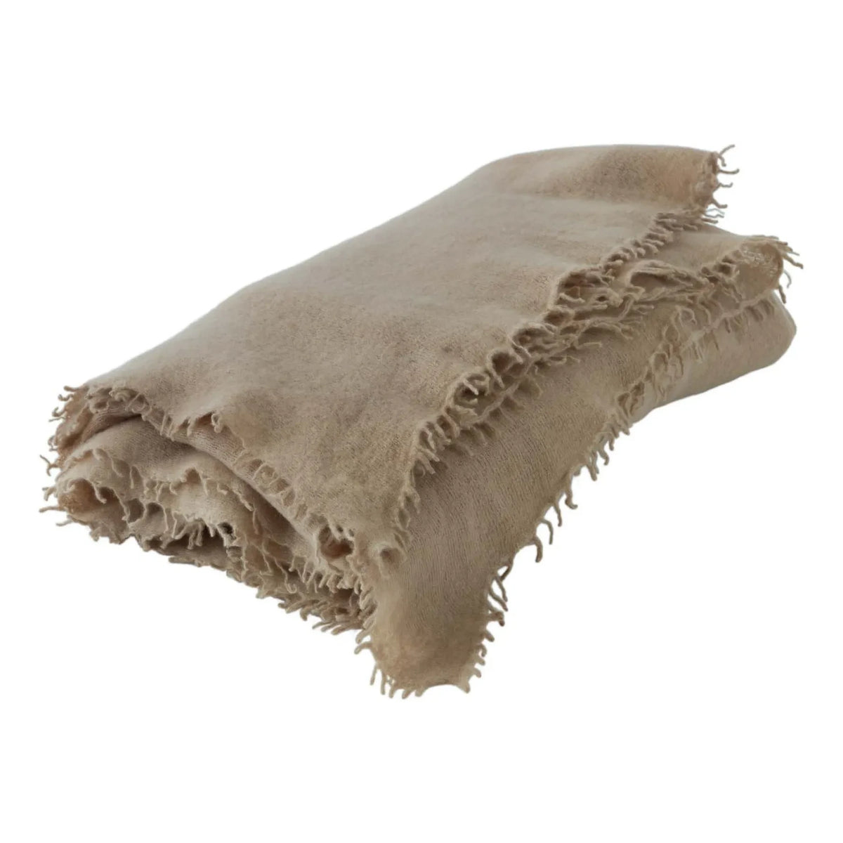 Maison de Vacances - Tasseled cashmere shawl | Beige