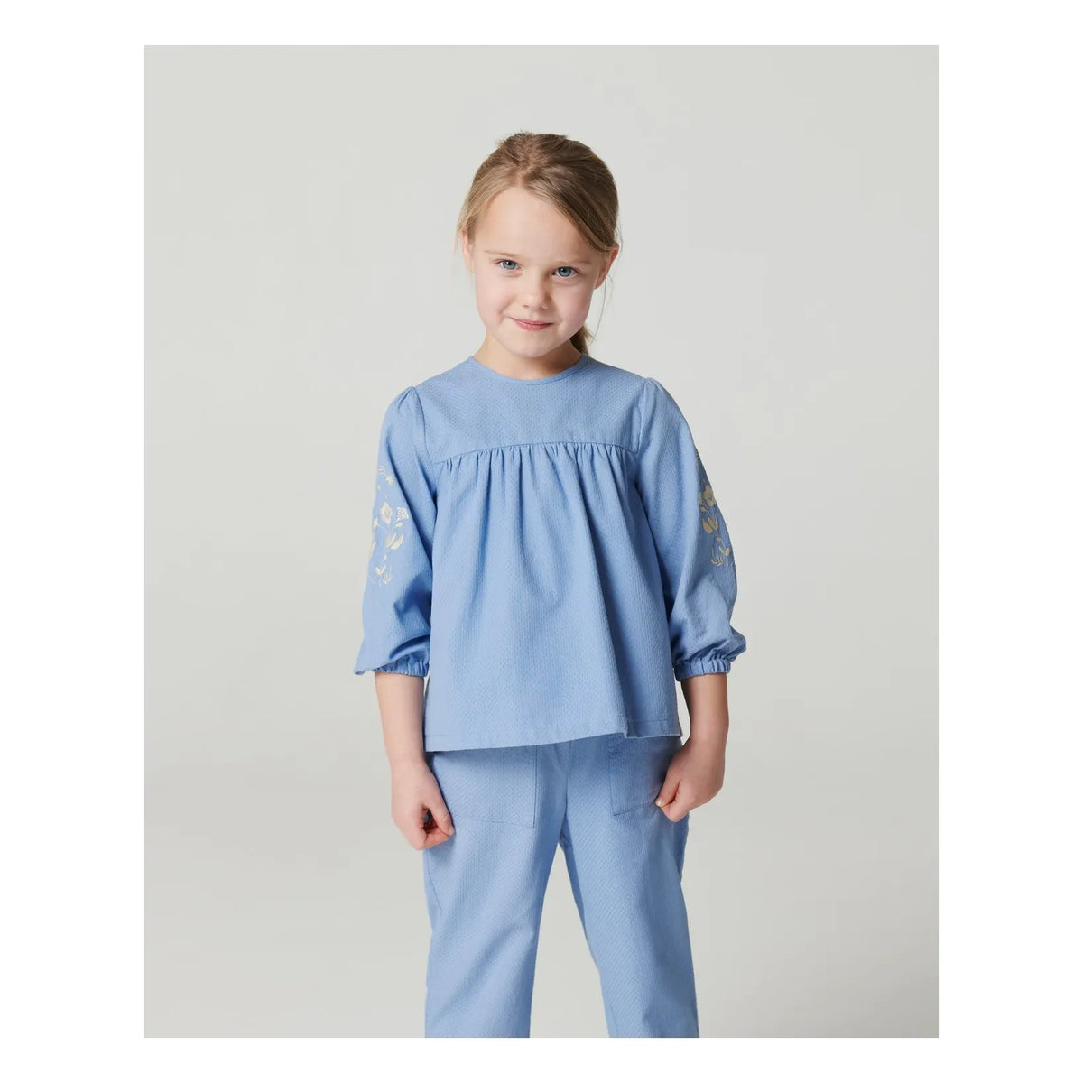 Copenhagen Colors - Organic Cotton Embroidered Blouse | Light Blue