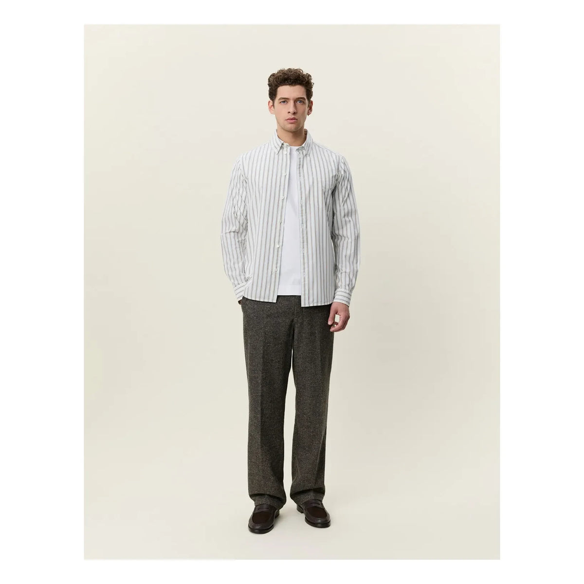 Les Deux - Striped Poplin Shirt | White - Ivory