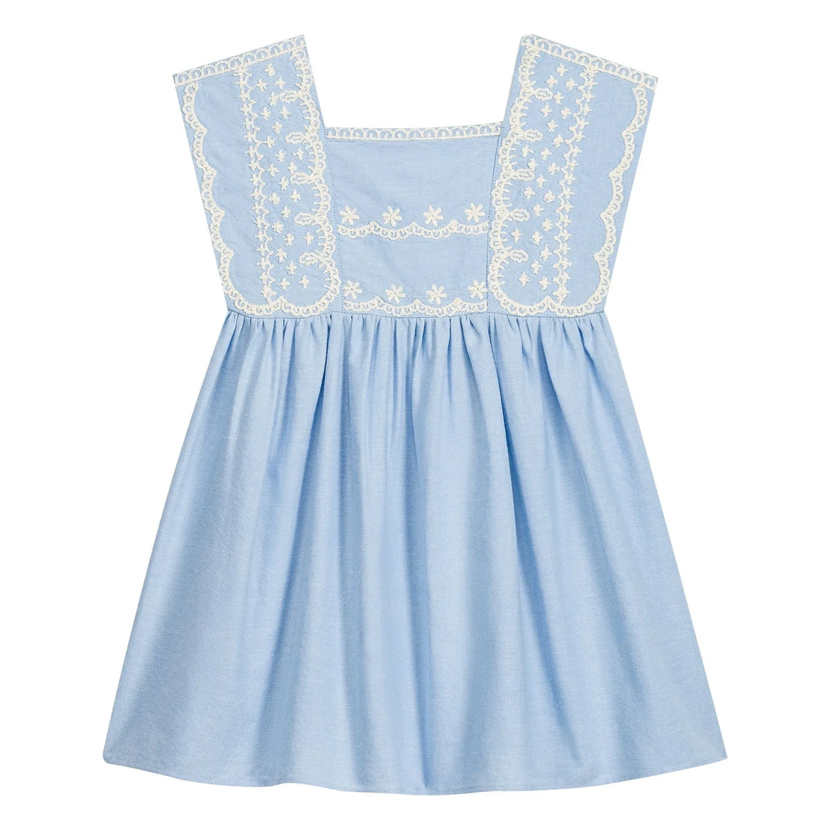 Louise Misha - Briska Organic Cotton Embroidered Dress | Light Blue