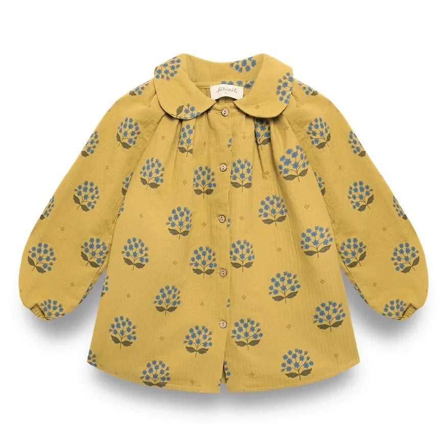 birinit - Arboleda Claudine Neck Blouse Organic Cotton Flowers | Yellow