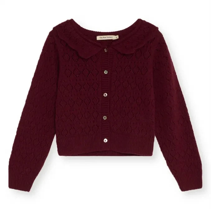 the new society - Luma Pointelle Cardigan | Burgundy