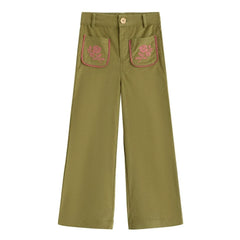 C'era Una Volta - Serena Embroidered Pocket Pants | Olive