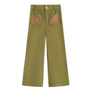C'era Una Volta - Serena Embroidered Pocket Pants | Olive