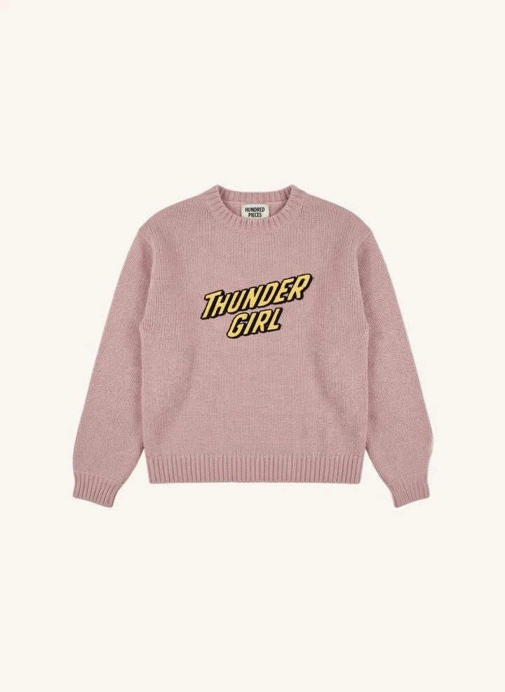 Hundred Pieces - Lacy Thunder Girl Merino Wool Sweater | Light Pink