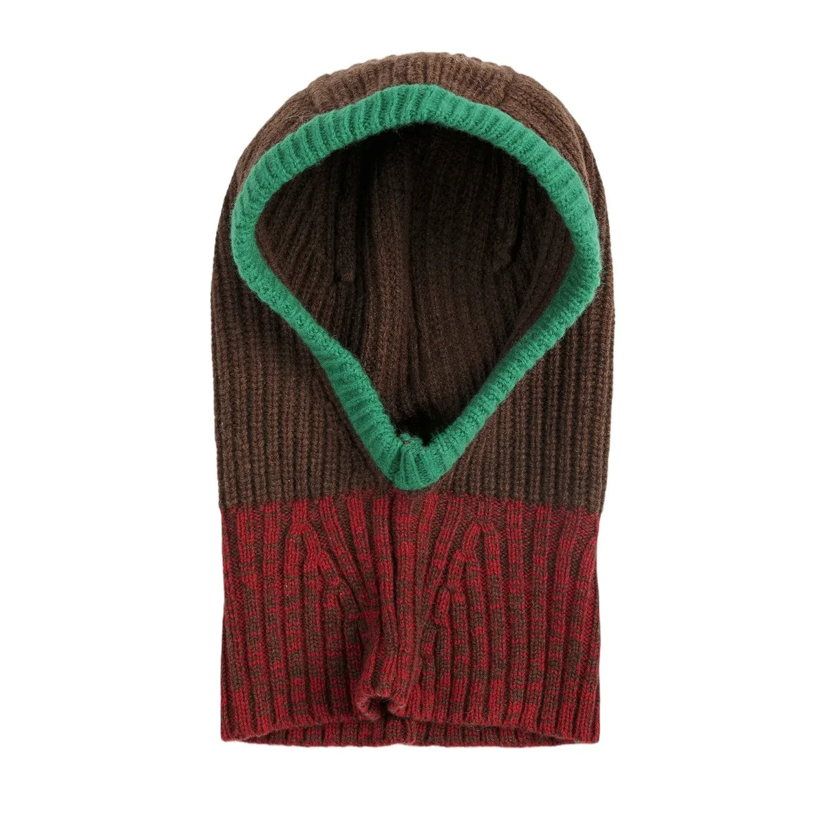 Bobo Choses - Color Blocked Merino Wool Balaclava | Dark Brown