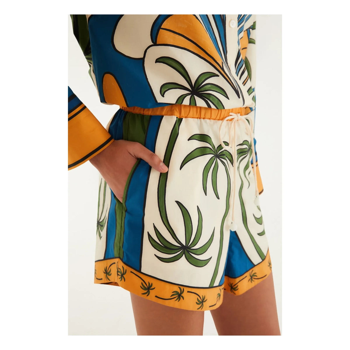 Farm Rio - Tropical Patterned Cotton Shorts | Ecru