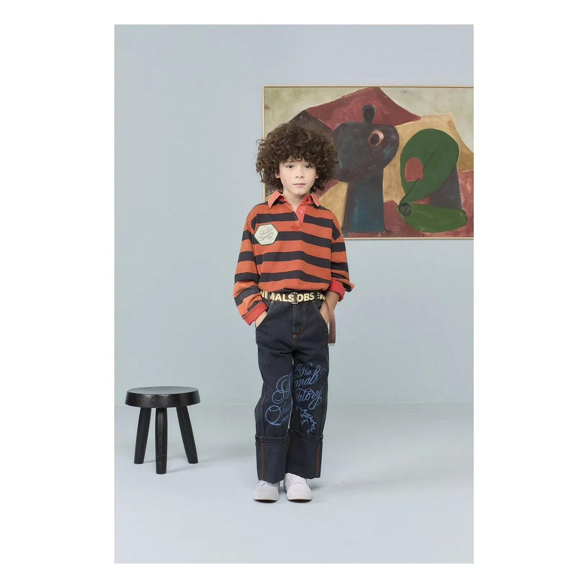 The Animals Observatory - Lionfish Striped Organic Cotton Polo Shirt | Red
