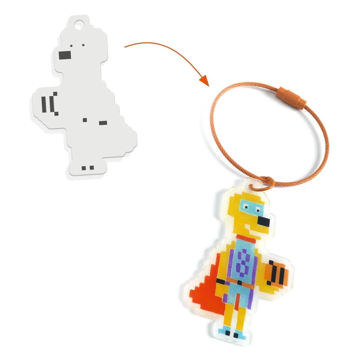 Djeco - DIY Kit - Pixel Art Hero Keychains