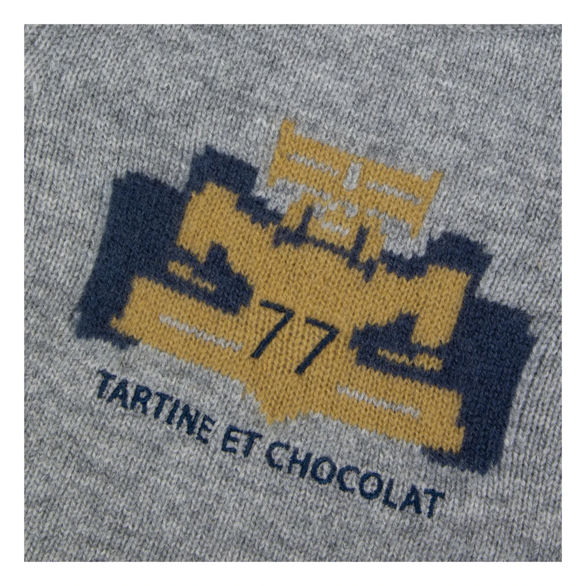 Tartine et Chocolat - Baby Wool Racing Car Sweater | Gray Melange