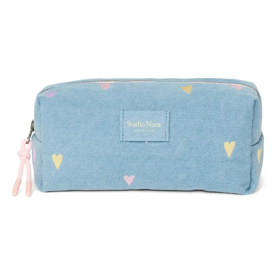 Studio Noos - Hearts Denim Toiletry Bag