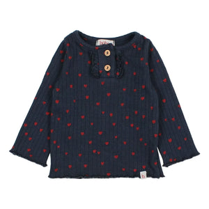 Búho - Mini Baby Hearts T-Shirt | Navy